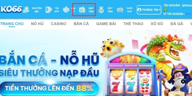 Nạp tiền KO66
