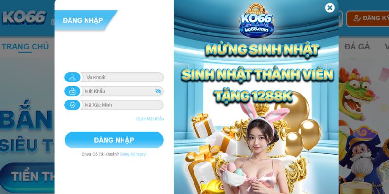 3 bước đăng nhập vào KO66 trên ứng dụng chi tiết
