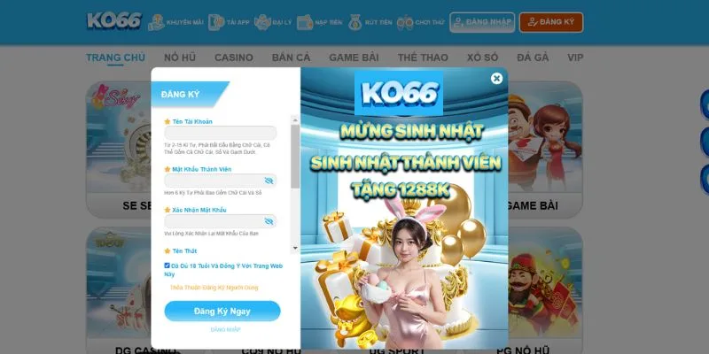 Cách đăng ký tài khoản KO66 qua từng bước